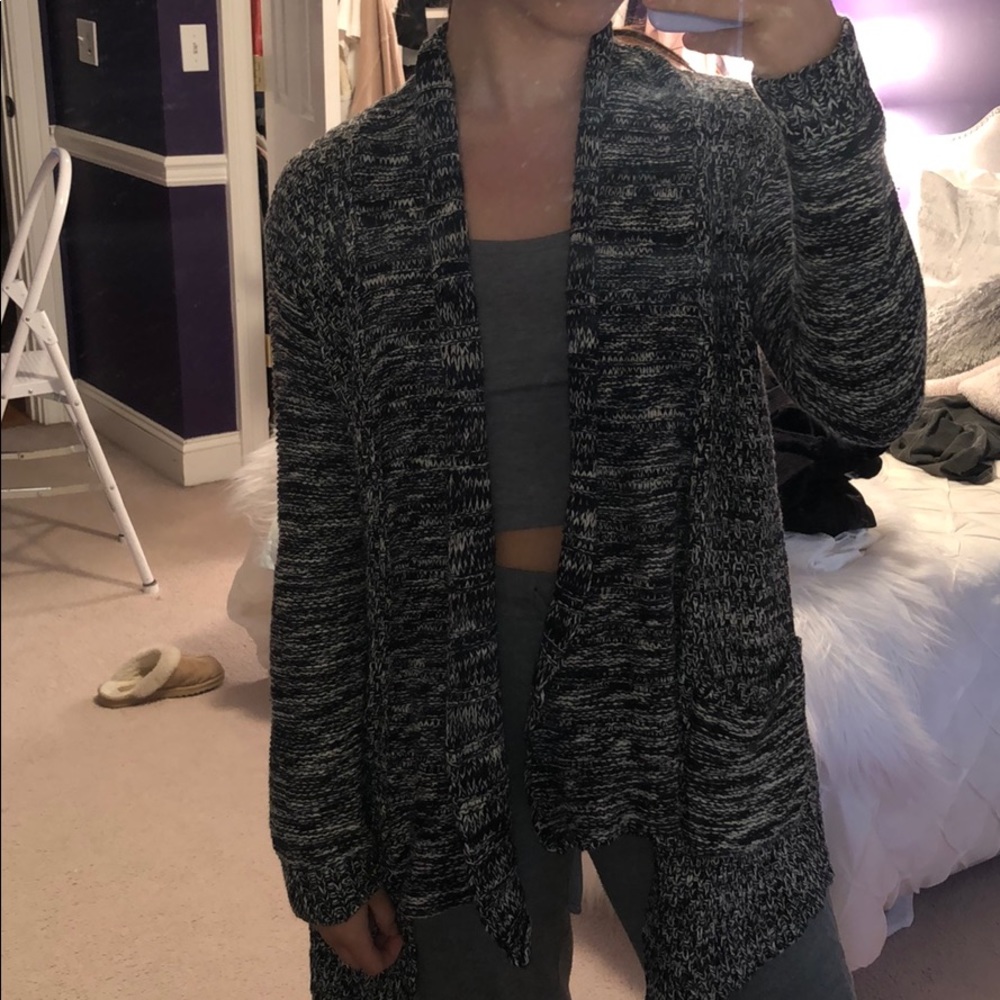 Black and white knit cardigan